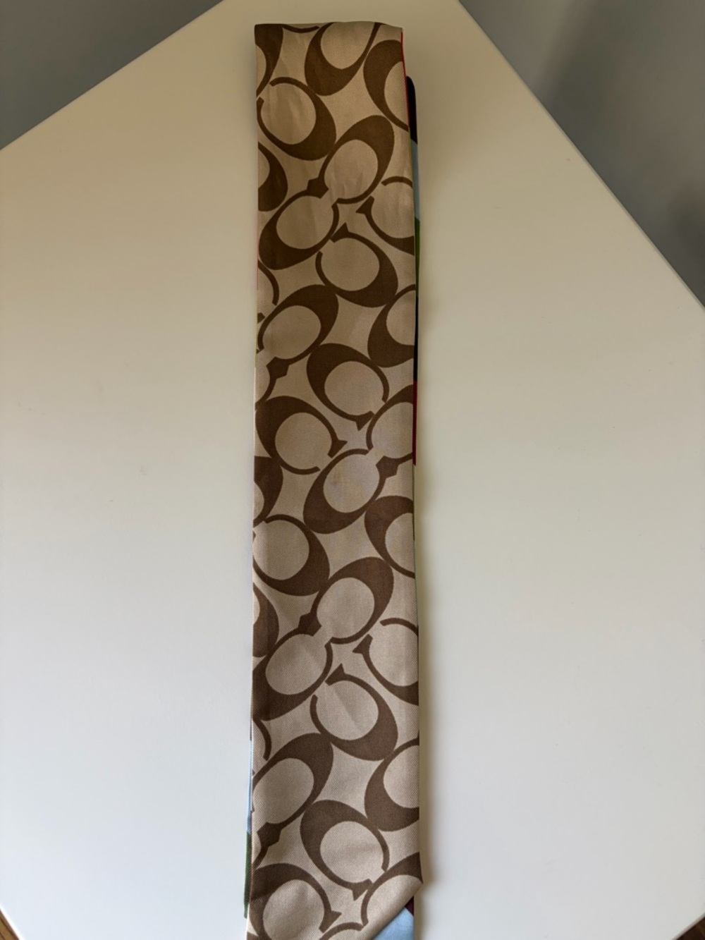 Coach Striped Legacy Silk Twilly Scarf - Picture 5 of 10